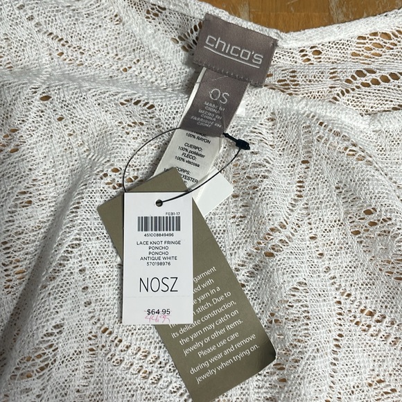 NWT Chico’s lace knot fringe poncho - Picture 2 of 6